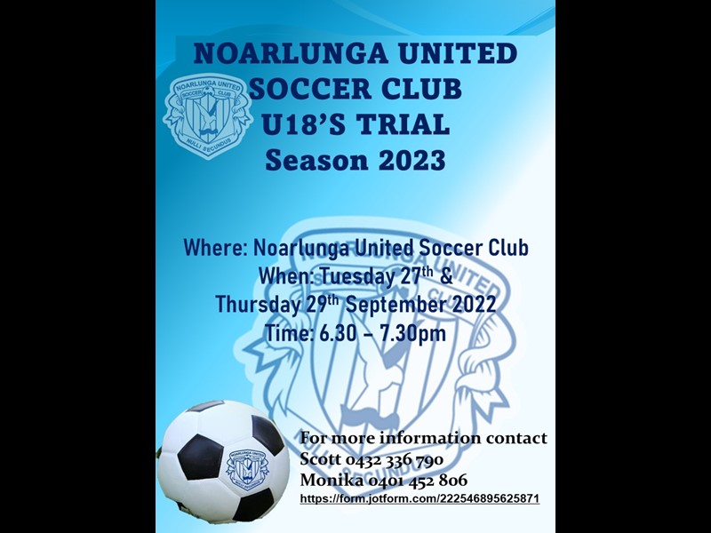Noarlunga United U18's Trials Season 2023